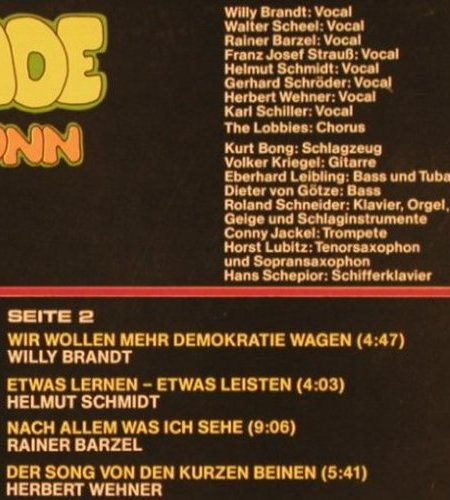 V.A.Pol(H)itparade: Musik aus Studio Bonn, CBS(S 65 473), D, 1972 - LP - X3783 - 5,50 Euro