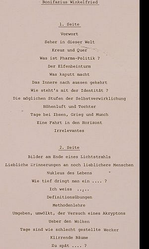 Winkelfried,Bonifazius: Verse und Aphorismen, m-/vg+, Swiss Rec.(SRL 27), D,  - LP - X419 - 5,00 Euro