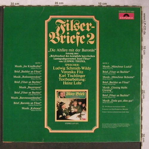 Filser Briefe 2 - Ludwig Thoma: Schmidt-Wildy, V.Fitz-Tischlinger, Polydor(2371 482), D, 1974 - LP - X5498 - 6,00 Euro