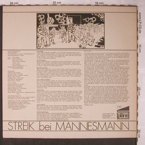 Streik bei Mannesmann: Szenische Kantate, Pläne(S 30 E 100), D, 1975 - LP - X5748 - 12,50 Euro