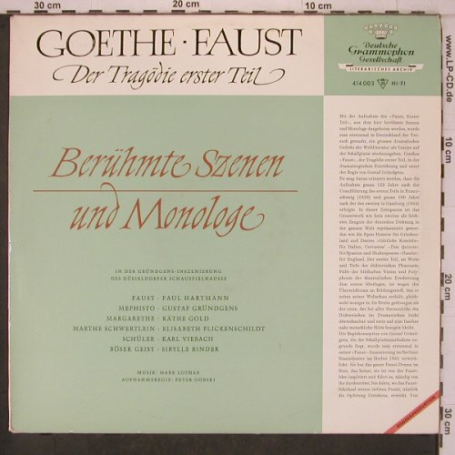 Goethe,J.W.von: Der Tragödie erster Teil, D.Gr. Literatur(414 003), D,  - LP - X7603 - 9,00 Euro