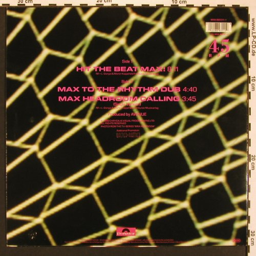 Mr.M.A.X. - Max Headroom: Hit The Beat Max! +2, Polydor(889 311-1), D, 1989 - 12inch - X8331 - 5,00 Euro