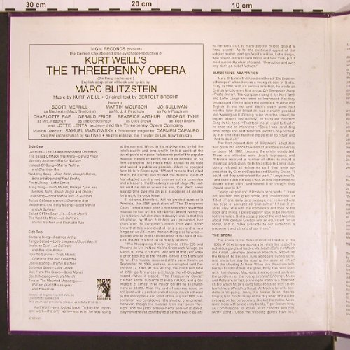 Threepenny Opera, the - Kurt Weill: Original Cast Album Marc Blitzstein, MGM(SE-3121 OC), US, Foc,  - LP - X9025 - 12,50 Euro