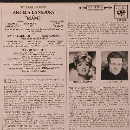 Mame: Angela Lansbury, Musical, CBS(S 70 032), D,  - LP - X9145 - 9,00 Euro
