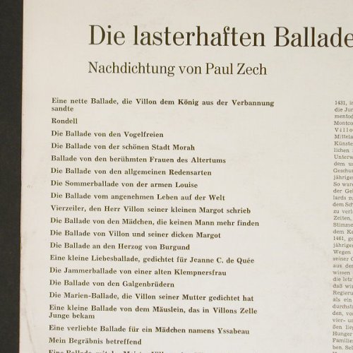 Reincke,Heinz: Die lasterhaften Balladen d.Villon, Preiser(SPR 3148), A,  - LP - X9542 - 7,50 Euro
