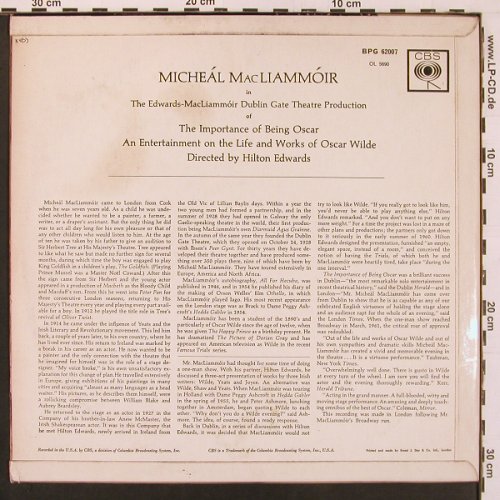 Importance Of Being Oscar: Micheál MacLiammóir, Oscar Wild, CBS(BPG 62007), UK, m-/vg+, 1961 - LP - X9816 - 9,00 Euro