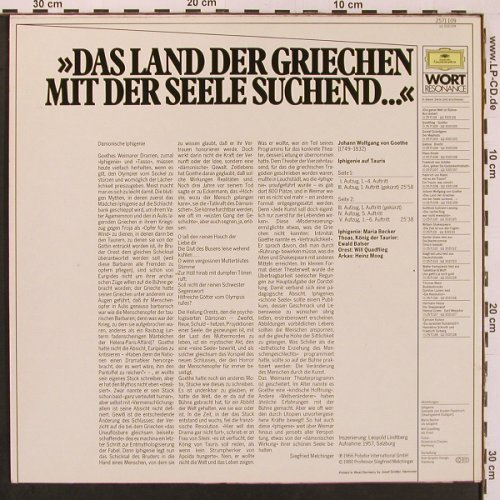 Das Land Der Griechen.. SeeleSuchen: Szen. aus Goethes Iphigenie, (1966), D.Gr.(2571 109), D, Ri,  - LP - X9835 - 7,50 Euro