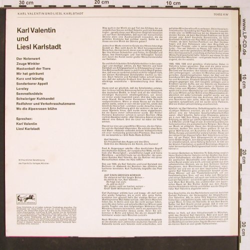 Valentin,Karl & Liesl Karlstadt: Same, Folge 1, hist rec. Mono, Ariola-Athena(70 652 KW), D,  - LP - Y1047 - 9,00 Euro