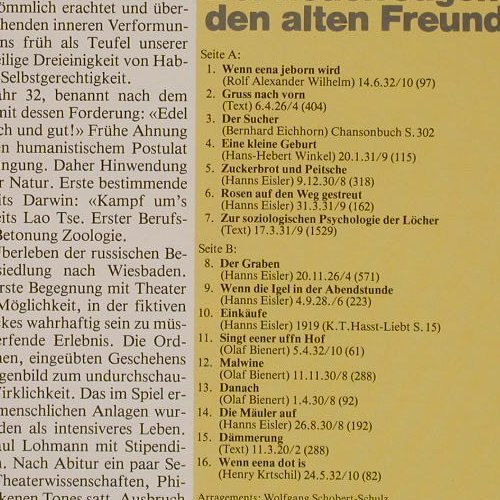 Tucholsky,Kurt: Litheratur&Musik,Wolfgang Reichmann, L+M(LLP 18601), D, m/vg+, 1986 - LP - Y1293 - 6,00 Euro
