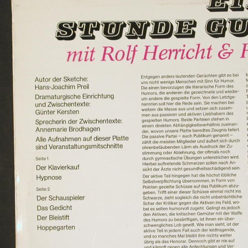 Herricht,Rolf & Hans Joachim Preil: Eine Stunde gute Laune, Litera(8 60 145), DDR, 1975 - LP - Y20 - 6,00 Euro