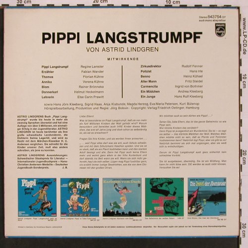Pippi Langstrumpf: von Astrid Lindgren / Jörg Bobsin, Philips(843754 QY), D,  - LP - Y21 - 9,00 Euro