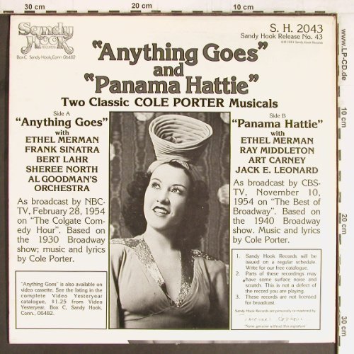 Anything Goes and Panama Hattie: Two Cole Porter Musicals(f.Sinatra), Sandy Hook Records(S.H.2043), US, 1981 - LP - Y2819 - 9,00 Euro
