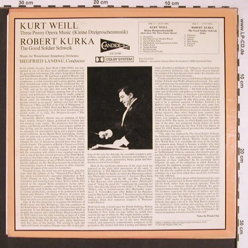 Three Penny Opera / Soldier Schweik: Weill / Kurk (instrumental), Candide(CE 31089), US, 1975 - LP - Y353 - 7,50 Euro