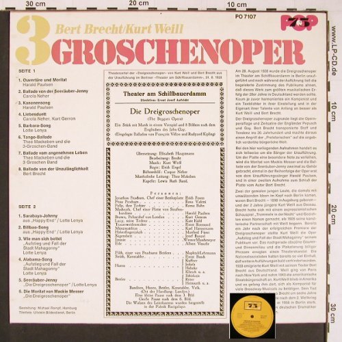 Brecht,Bertolt/Kurt Weill: 3 Groschen Oper-Helmke, Ponto..., Pop 75(PO 7107), D, 1974 - LP - Y354 - 5,00 Euro
