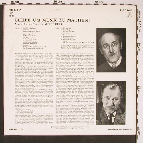 Kerr,Alfred - Martin Held liest: Bleibe, um Musik zu machen!, Telefunken(TSC 13 417), D,  - LP - Y381 - 12,50 Euro