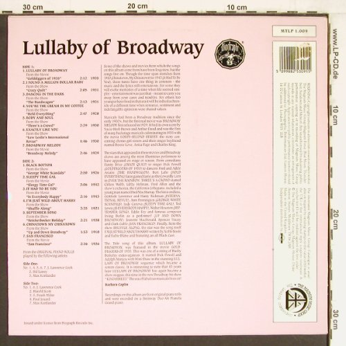 V.A.Lullaby of Broadway: from Rare Piano Rolls, Meteor(MTLP 1.009), UK,  - LP - Y4522 - 7,50 Euro