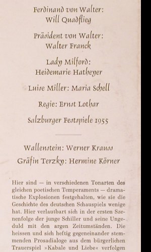 Schiller,Friedrich: Kaballe und Liebe/WallensteinsTod, D.Gr.(43 019), D,m /vg+, 1964 - LP - Y4959 - 7,50 Euro