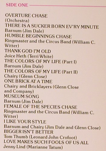 Barnum: Jim Dale in-The New Musical, Foc, CBS(JS 36576), US, 1980 - LP - Y5027 - 7,50 Euro