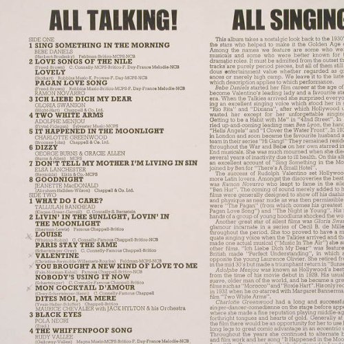 V.A.Great Movie Stars Of The 30's: All Talking! All Singing! All Danc., Parlophone(PMC 7141), UK, 1991 - LP - Y65 - 9,00 Euro