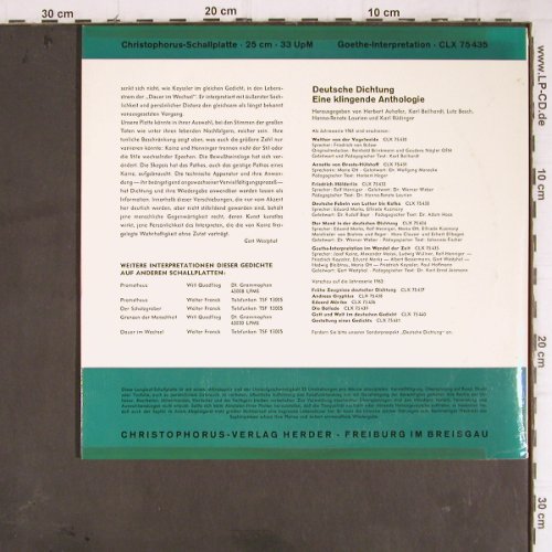 Goethe - Deutsche Dichtung: Eine klingende Anthologie + Insert, Christophorus(CLX 75 435), D,hist rec,  - 10inch - Y8990 - 4,00 Euro