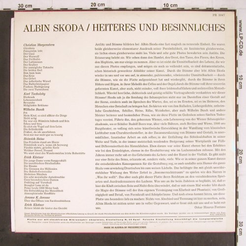 Skoda,Albin:&nbsp;Heiteres und Besinnliches, Preiser Records (PR 3047), A, vg-/vg+ Typ:&nbsp;LP Best.-Nr.:&nbsp;Y9245 Preis:&nbsp; 5,00 Euro