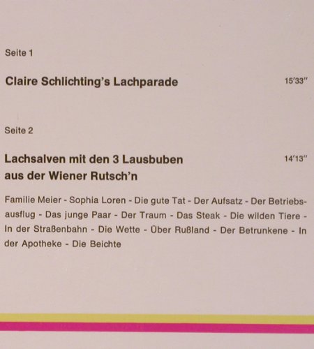 Schlichting,Claire / 3.Lausbuben: Lachparade, Decca(ND 621), D, 1971 - LP - Y9437 - 5,00 Euro