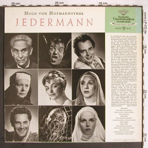 von Hofmannsthal,Hugo:&nbsp;Jedermann, D.Gr. (43 032), D Typ:&nbsp;LP Best.-Nr.:&nbsp;Y9684 Preis:&nbsp; 6,00 Euro