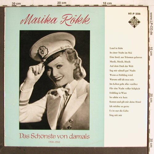 Rökk,Marika:&nbsp;Das schönste von damals,1938-1942, Telefunken (HT-P 506), D, vg+/vg+ Typ:&nbsp;LP Best.-Nr.:&nbsp;Y9845 Preis:&nbsp; 6,00 Euro