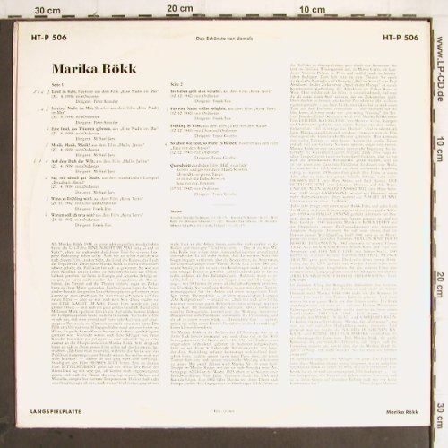 Rökk,Marika:&nbsp;Das schönste von damals,1938-1942, Telefunken (HT-P 506), D, vg+/vg+ Typ:&nbsp;LP Best.-Nr.:&nbsp;Y9845 Preis:&nbsp; 6,00 Euro