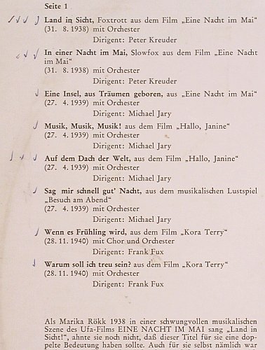 Rökk,Marika:&nbsp;Das schönste von damals,1938-1942, Telefunken (HT-P 506), D, vg+/vg+ Typ:&nbsp;LP Best.-Nr.:&nbsp;Y9845 Preis:&nbsp; 6,00 Euro