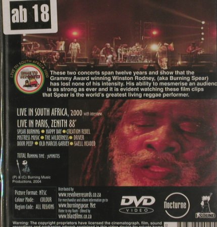 Burning Spear: Home to my Roots,RSA 2000/LiveParis, Burning Music,Ab18(NTVD2010), FS-New, 2004 - DVD-V - 20010 - 10,00 Euro