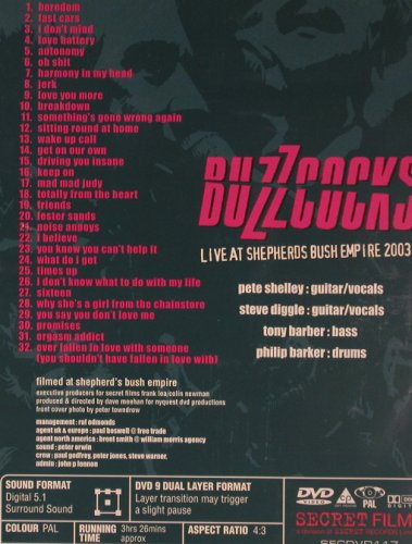 Buzzcocks: Live at Shepheros Bush Empire 2003, Secret Film(SECDVD117), FS-New, 2003 - DVD - 20053 - 7,50 Euro