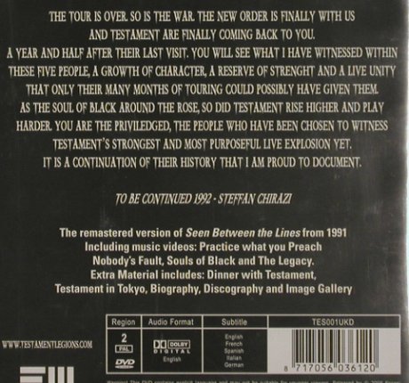 Testament: Seen Between the Lines, FS-New, Escapi Music(TES001UKD), , 2005 - DVD-V - 20193 - 10,00 Euro