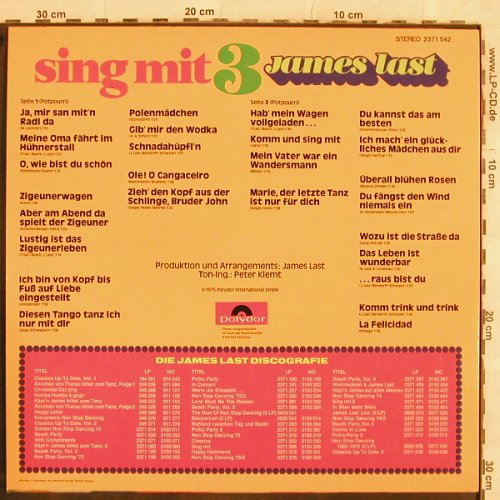 Last,James: Sing mit 3, Polydor(2371 542), D, 1975 - LP - E8395 - 7,50 Euro