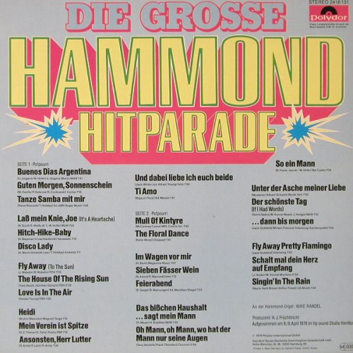 Randel,Mike: Die große Hammond Hitparade, Polydor(2416 131), D, 1978 - LP - E9121 - 5,00 Euro
