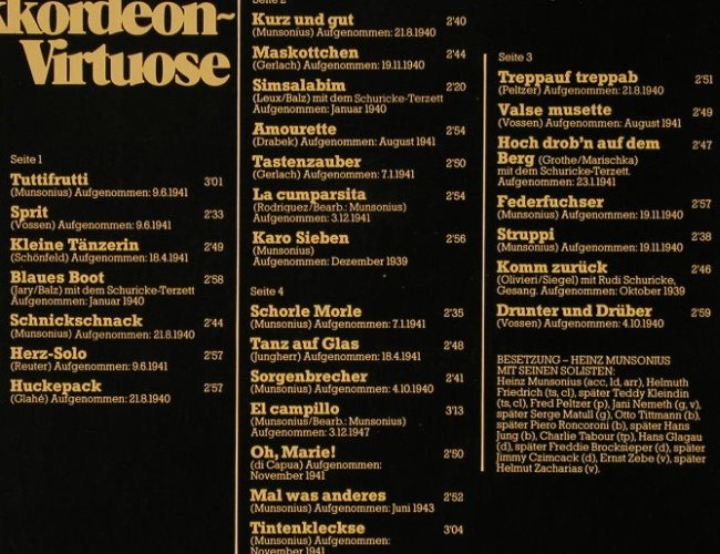 Munsonius,Heinz: Der Akkordeon-Virtuose, Foc, Odeon(178-31 769/70M), D, Mono,  - 2LP - F5806 - 12,50 Euro