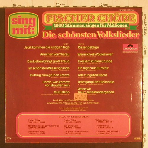 Fischer Chöre: Die Schönsten Volkslieder, FS-New, Polydor(2371 785), D, 1977 - LP - F6100 - 20,00 Euro