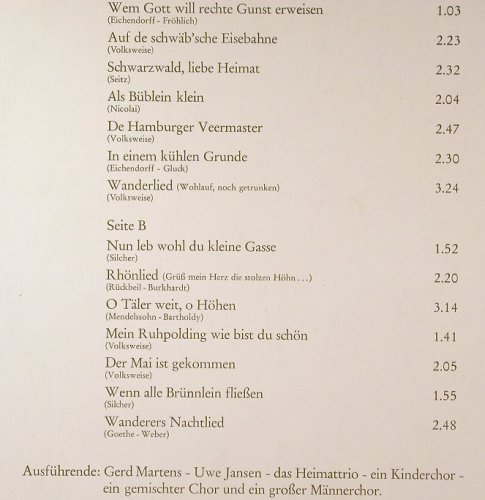 V.A.Wander-und Heimatlieder: Gerd Martens,Uwe Janzen,Heimattrio., Mandolino(ST 5-114), D,  - LP - F6664 - 12,50 Euro