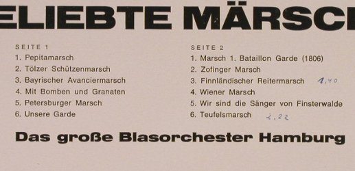 Grosses Blasorchester Hamburg: Beliebte Märsche, Europa(E 137), D,  - LP - F8357 - 7,50 Euro