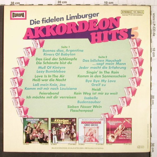 Fidelen Limburger,Die: Akkordeon Hits 5, Europa(111 104.3), D, 1978 - LP - F9032 - 6,00 Euro