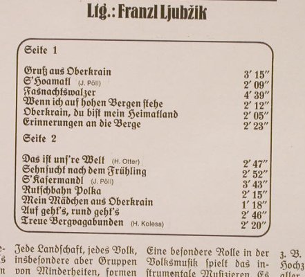 Oberkrainer Buam: spielen d.schön.Weisen ihrer Heimat, tt Rec(HSP 921), D,  - LP - F9217 - 6,00 Euro