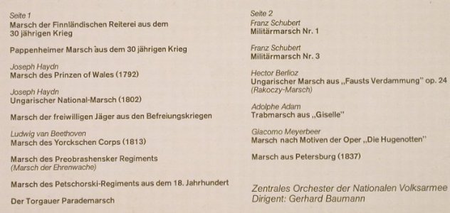 Zentrales Orch.d.Nat.Volksarmee: Historische Militärmärsche, Eterna(8 15 072), DDR, 1975 - LP - F9887 - 9,00 Euro