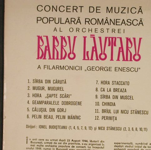 Barbu Lautaru - Orchestrei: Same, dir. Ionel Budisteanu,vg+/vg+, Electrocord(EPE 093), RO,  - LP - H2130 - 12,50 Euro