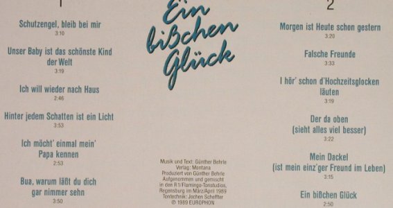 Original Naabtal Duo: Ein bißchen Glück, Ariola(63 187 9), D, 1989 - LP - H221 - 6,00 Euro