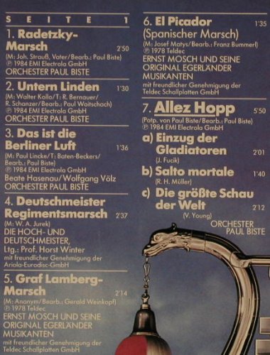 V.A.Tausend Takte Marschmusik: Orch Paul Biste,Mosch u.a., EMI(26 0125 1), D, 1984 - LP - H2708 - 5,00 Euro