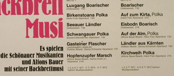 Bauer,Alfons  mit s. Hackbrett Musi: Die schönste Hackbrett Musi, Polydor(2418 613), D,  - LP - H3074 - 9,00 Euro