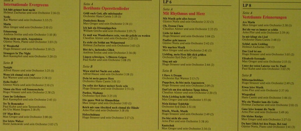 V.A.Evergreens für Millionen: Starorchester spielen für Sie, Box, Das Beste(MIL 7897), D, 1991 - 8LP - H3946 - 24,00 Euro