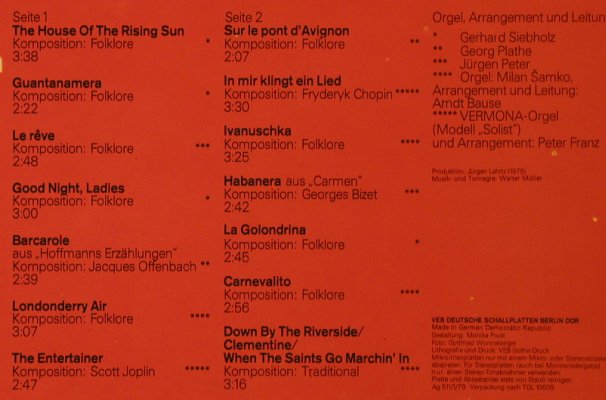 V.A.Orgel-Spezialitäten: Siebholz,Plathe...Arndt Bause, Amiga(8 55 664), DDR, 1979 - LP - H4921 - 7,50 Euro