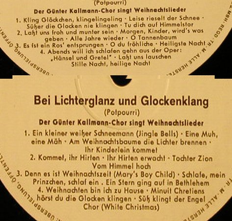Kallmann-Chor,Günter: Bei Lichterglanz u.Glockenklang, Polydor Musterplatte(249 193), D,No Cover, 1967 - LP - H5248 - 7,50 Euro