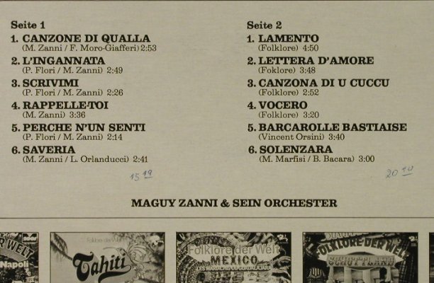 Zanni,Maguy & sein Orchester: Folklore der Welt - Korsika, woc, Barclay(201.906), D, m-/vg+, 1974 - LP - H5310 - 7,50 Euro